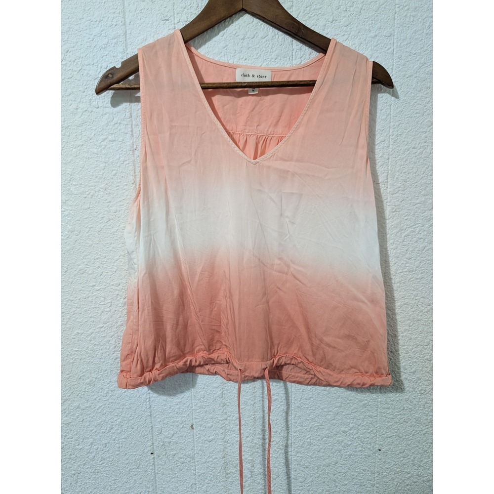 Cloth & Stone Ombre Tank Top, Women's, V Neck medium, Casual, Drawstring Bottom